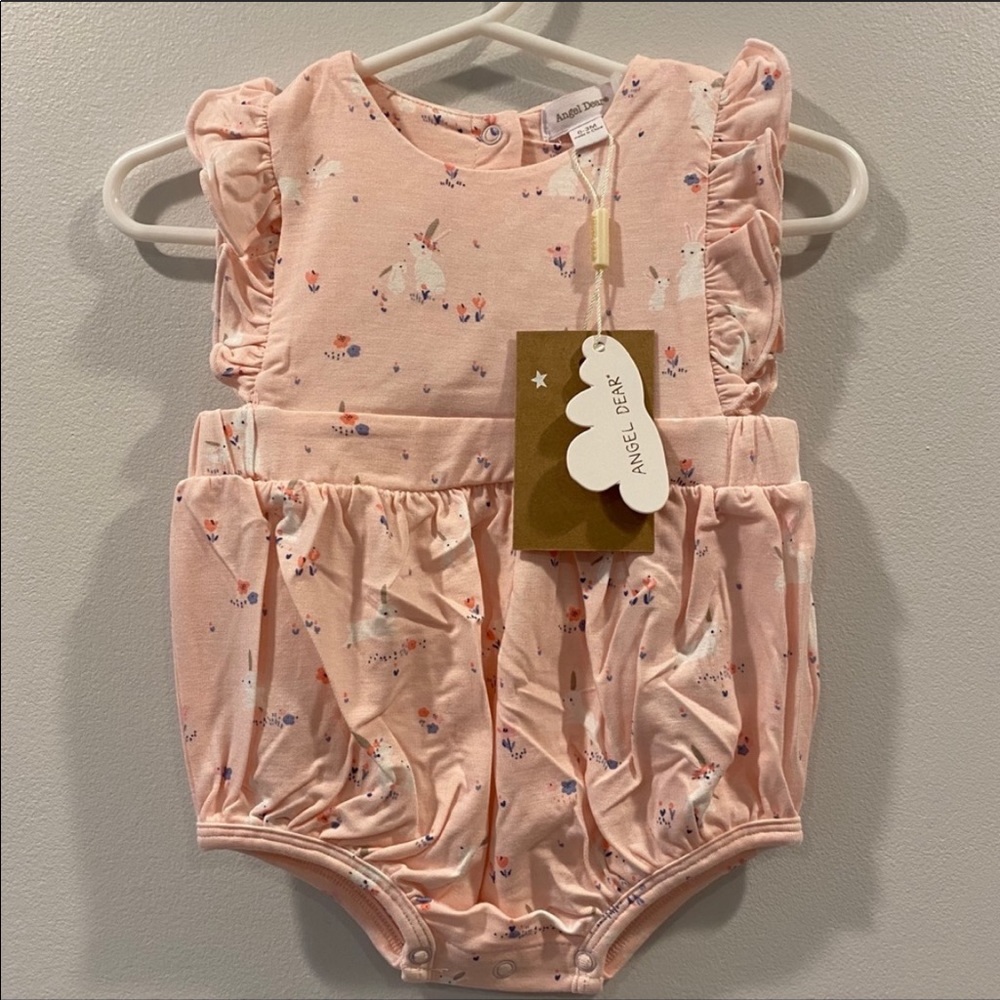Bunny Sunsuit Bubble w/ Ruffle Sleeves BAMBOO